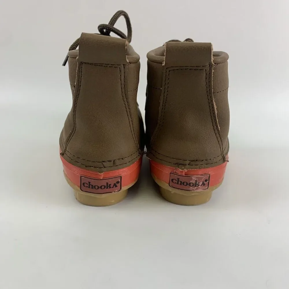 BOGO Chooka Low Duck Boot Tulip Brown Leather Lace Up Ankle Orange Waterproof 7‎